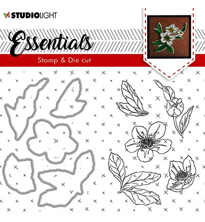 Studio Light Stempel-u. Stanzform-Set Blume / Christmas Rose Essentials Nr.48 BASICSDC48