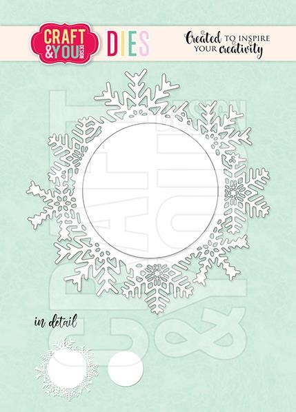 Craft & You Design Stanzform Schneeflockenrahmen rund / Snowflake Frame CW154