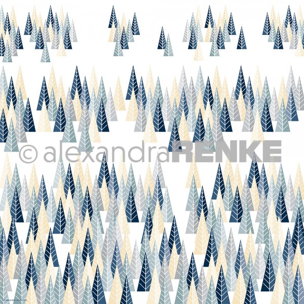 Alexandra Renke Designpapier ' Tannenbäume Blau ' 10.0459