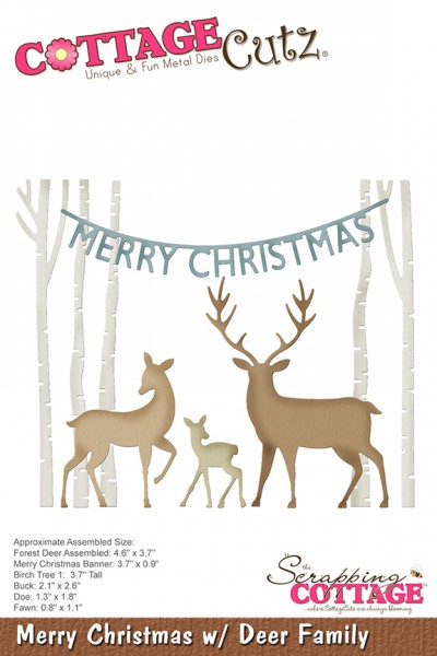 CottageCutz Stanzform ' Merry Christmas ' mit Hirschfamilie / Merry Christmas w/ Deer Family CC-502