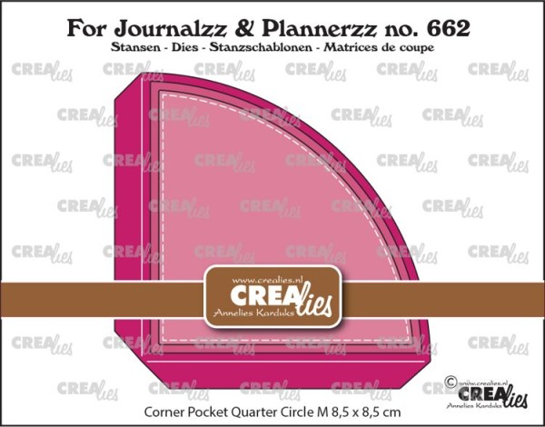 Crealies Stanzform Corner Pocket Quarter Circle MEDIUM 8,5 cm + 2 Layers CLJP662