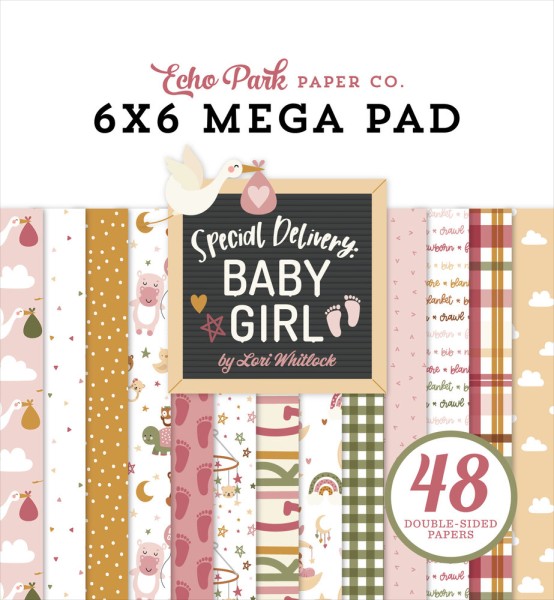Echo Park MEGA Paperpad 6 " x 6 " SPECIAL DELIVERY BABY GIRL SDG354031