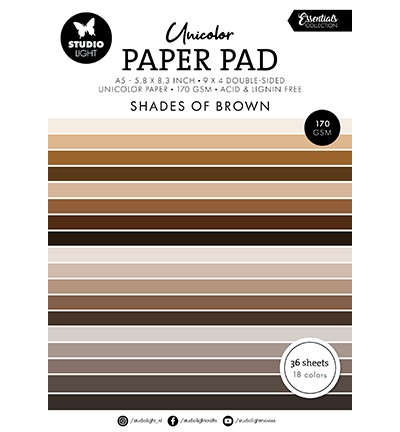 Studio Light Unicolor Paper Pad A5 SHADES OF BROWN Essentials Nr. 158 SL-ES-UPP158
