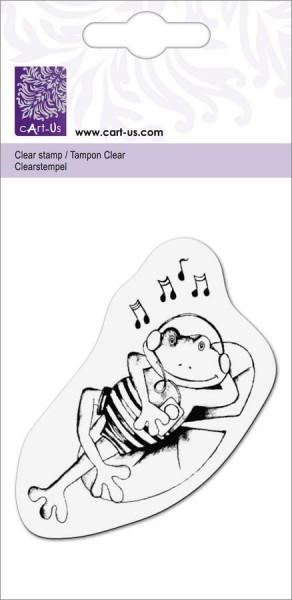 Cart-Us Clear Stempel Frosch liegend mit Musiknoten 001883/1503