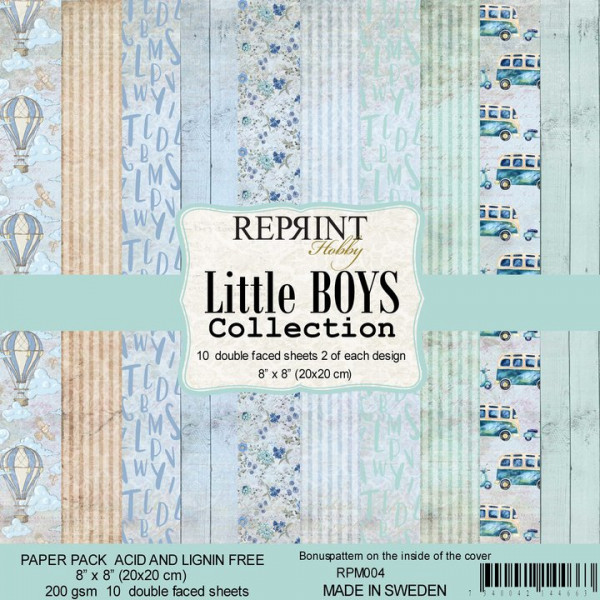 Reprint Scrapbook 8 " x 8 " Paper Pack LITTLE BOYS Collection RPM004