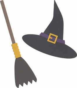 Hexenhut u. Besen / witch hat & broom REV-0058SK