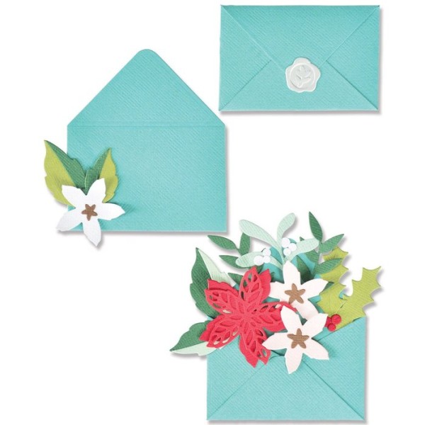 Sizzix Stanzform Thinlits Umschlag 7 cm x 4,7 cm u. Florales / Festive Envelope 6665946