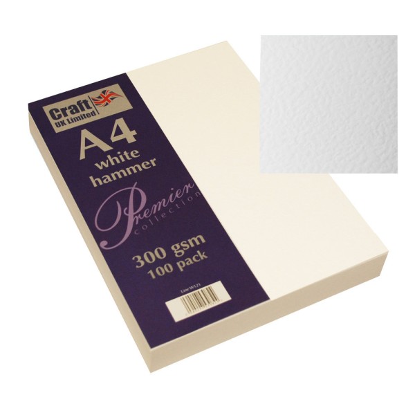 Craft UK Limited WHITE HAMMERED CARDSTOCK PACK A 4 ( 100 Blatt ) CUKW121