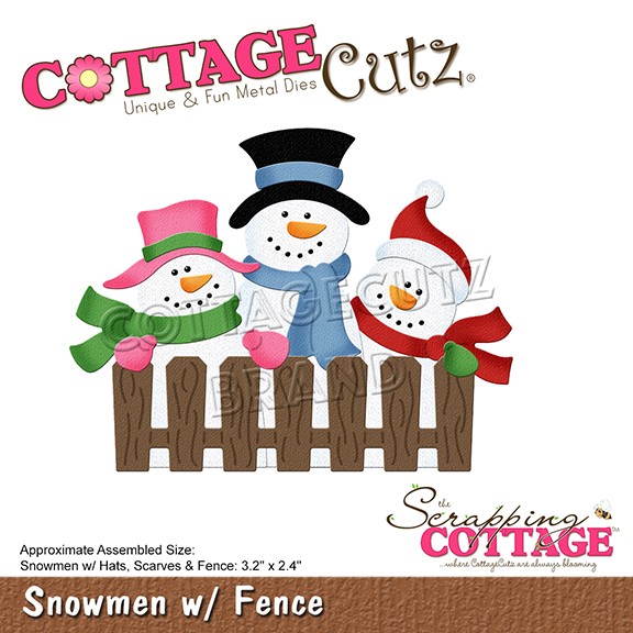 CottageCutz Stanzform Schneemänner am Zaun / Snowmen w/ Fence CC-674
