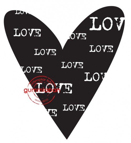 Gummiapan Stempelgummi Herz mit Schriftzug LOVE / Heart filled with love 16020116
