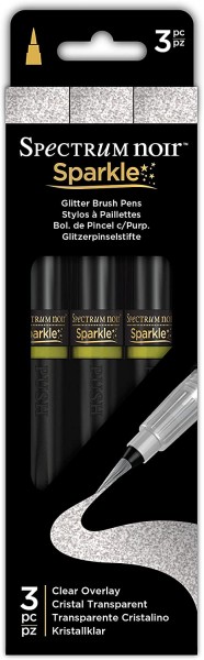 Crafter' s Companion Spectrum Noir Sparkle Glitter Brush-Pen-Set / Glitzerpinselstifte ( 3 x ) SPEC