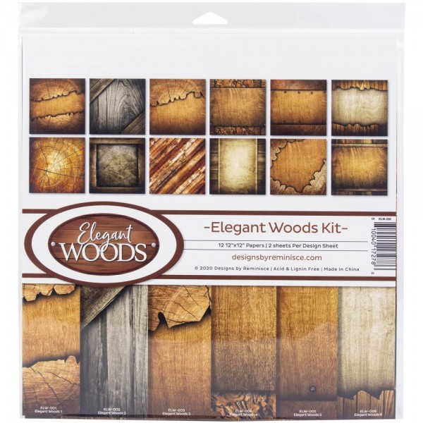 REMINISCE SET Cardstock 12 " x 12 " ELEGANT WOODS ELW-200