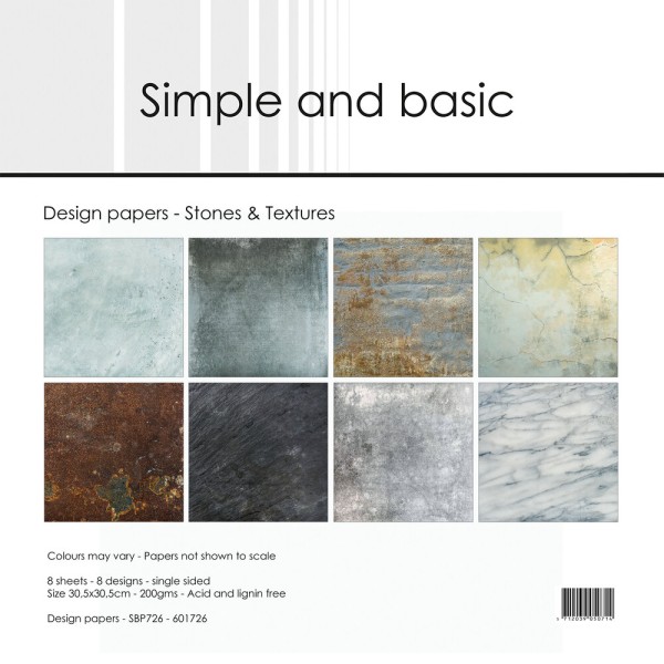 Simple and Basic Paper Pack 12 " x 12 " STONES & TEXTURE SBP726