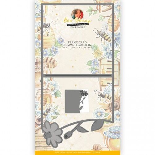 Card Deco Stanzform Karte quadratisch 13,5 cm Blume / Bee Honey - Summer Flower Frame CDCD0148 / CD