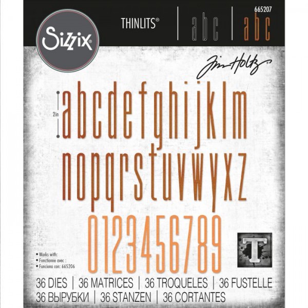 Sizzix Thinlits Stanzform Alphabet Kleinbuchstaben u. Zahlen 6,4 cm / Alphanumeric Stretch Lower & N
