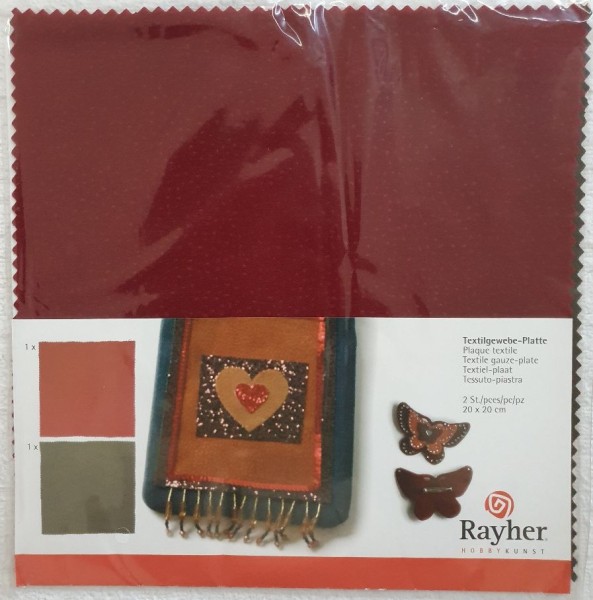 Rayher Textilgewebe-Platte BORDEAUX-ROT + OLIV-GRÜN ( 20 cm x 20 cm ) 53-262-49