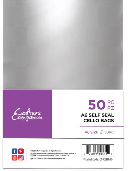 Crafter' s Companion Self Seal Cello Bags A6 (50 Stück) CC-CELB-A6