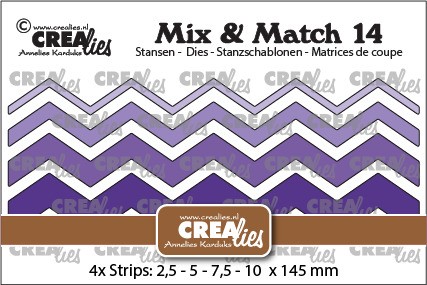 Crealies Stanzform Mix & Match 14 ZICKZACK Streifen glatt / Zigzag Strips Smooth CLMix14