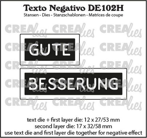 Crealies Stanzform Texto Negativo ' GUTE BESSERUNG ' horizontal DE102H
